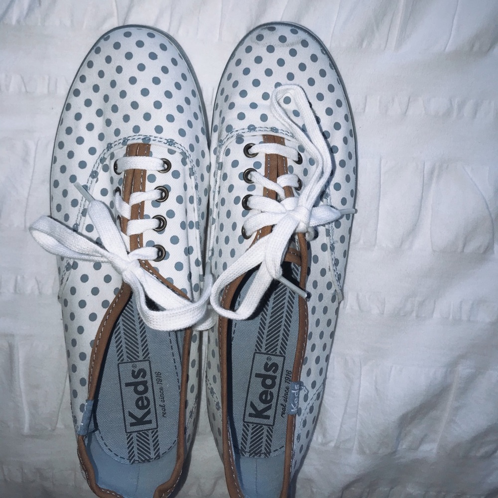 Blue and white keds